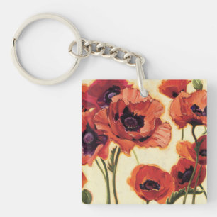 Rode bloemen sleutelhanger