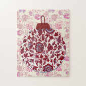 Rode Bloemen Stijl Kerstpuzzel Legpuzzel (Verticaal)