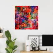 Rode bloemen textuur poster (Thuiskantoor)