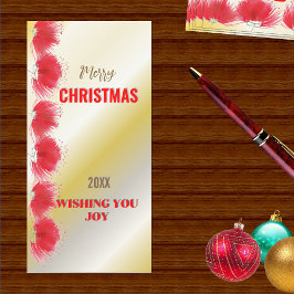 Rode Bloemen Trim Gold Gradient Xmas Kaart