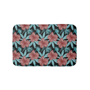 Rode bloemen tropisch naadloos patroon &blauwe bla badmat