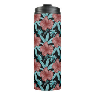 Rode bloemen tropisch naadloos patroon &blauwe bla thermosbeker