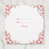 Rode  Bloemen Trouwgunst Labels (Achterkant)