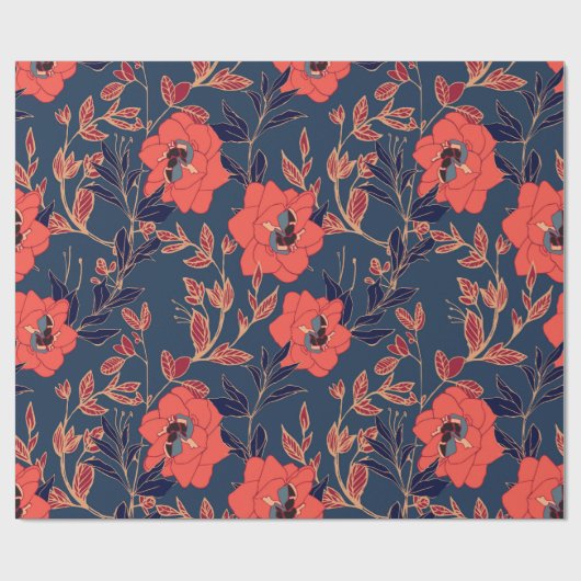 Rode bloemen van rozen en pinda's met bladeren en cadeaupapier (Vlak)