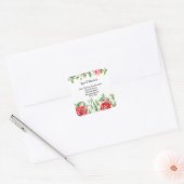 rode bloemen Verander van adreslabel Vierkante Sticker (Envelop)