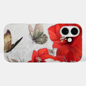  rode bloemen vlinders hoesje (Achterkant (horizontaal))