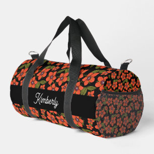 Rode bloemen waterverf monogram plunjezak