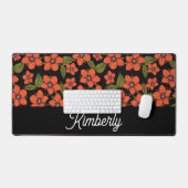 Rode bloemenaangepaste naam bureaumat (Keyboard & Muis)