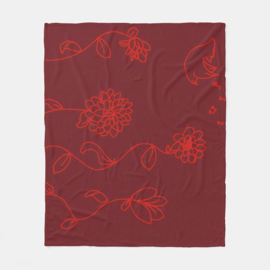 Rode bloemendeken fleece deken (Voorkant)