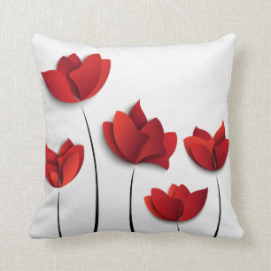 Rode bloemendesign kussen