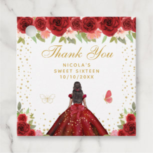 Rode Bloemendonkle Huid Prinses Sweet Sixteen Bedankjes Labels
