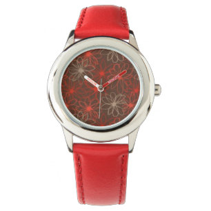 Rode bloemendruk - Horloge