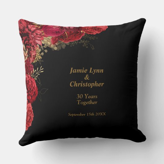 Rode bloemenkussen voor huwelijksjubileum kussen (Achterkant)