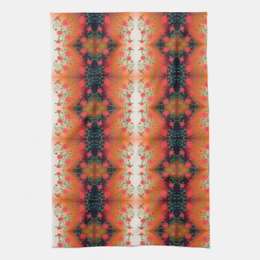 Rode bloemenprint theedoek (Verticaal)
