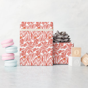 Rode bloementoile cadeaupapier