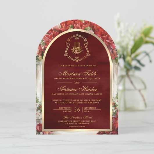 Rode Bloementuin van het Paradijs Arch Moslim brui Kaart (Staand voorkant)