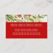 rode bloemetjes olijfgroene grunge visitekaartje (Achterkant)