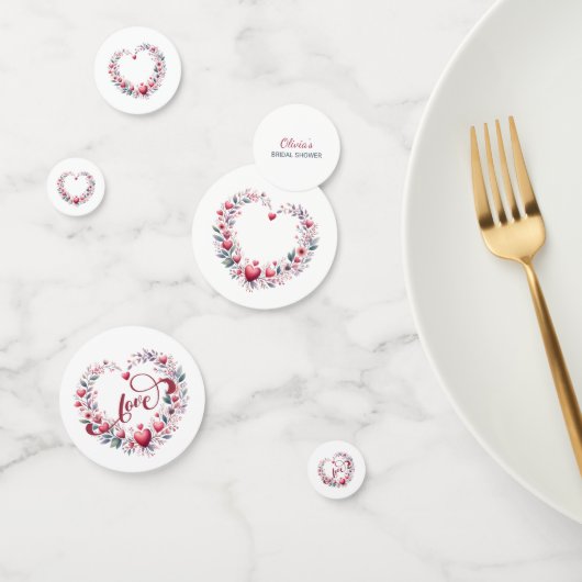 Rode Bloemhart Bruidsmeisjesfeest Confetti (Groep)