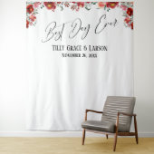 Rode Bloemige Beste Dag Ooit Foto Achtergrond Wandkleed (In situ)