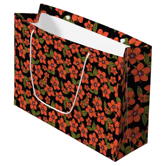Rode bloemige cadeautas (Voorkant Gekanteld)