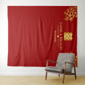 Rode bloemige Chinese theeceremonie achtergrond vo Wandkleed (In Situ (horizontaal))