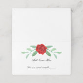 Rode bloemige groene blad table placecard (Buitenkant ongevouwen)