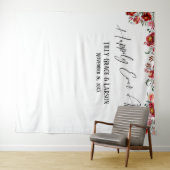 Rode Bloemige Happily Ever After Foto Achtergrond Wandkleed (In Situ (horizontaal))