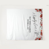 Rode Bloemige Happily Ever After Foto Achtergrond Wandkleed (Voorkant (horizontaal))