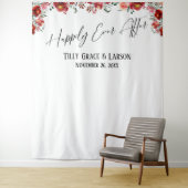 Rode Bloemige Happily Ever After Foto Achtergrond Wandkleed (In situ)