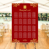 Rode bloemige moderne Chinese trouwzitjes Poster