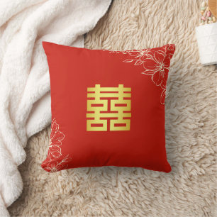 Rode bloemrijke Chinese theeceremonie voor een tro Kussen
