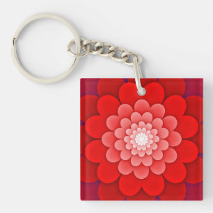 Rode Bloemrijke Mandala-58566 Sleutelhanger