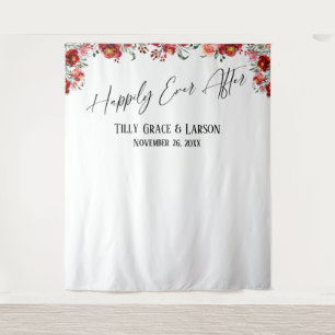 Rode bloemstuk Happily Ever After foto-achtergrond Wandkleed