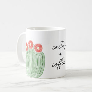 Rode Bloemvat Cactus Plus Koffie Waterverf Koffiemok