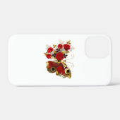 Rode bloemvlinder met rode rozen Case-Mate iPhone case (Achterkant (horizontaal))