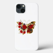 Rode bloemvlinder met rode rozen Case-Mate iPhone case (Achterkant)