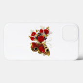 Rode bloemvlinder met rode rozen Case-Mate iPhone case (Achterkant (horizontaal))
