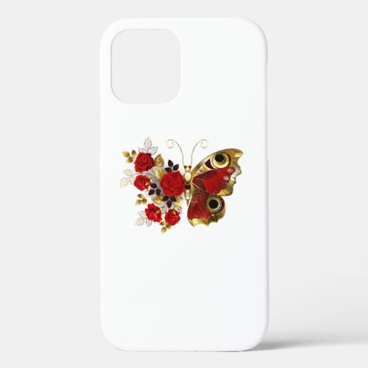 Rode bloemvlinder met rode rozen Case-Mate iPhone case (Achterkant)