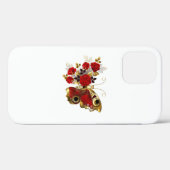 Rode bloemvlinder met rode rozen Case-Mate iPhone case (Achterkant (horizontaal))