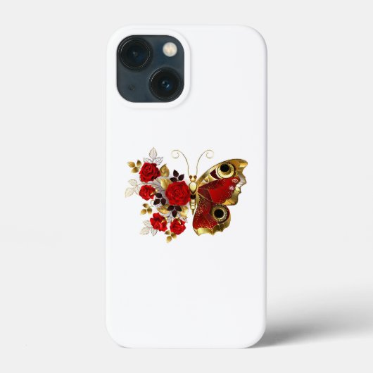 Rode bloemvlinder met rode rozen Case-Mate iPhone case (Achterkant)