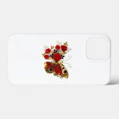 Rode bloemvlinder met rode rozen Case-Mate iPhone case (Achterkant (horizontaal))