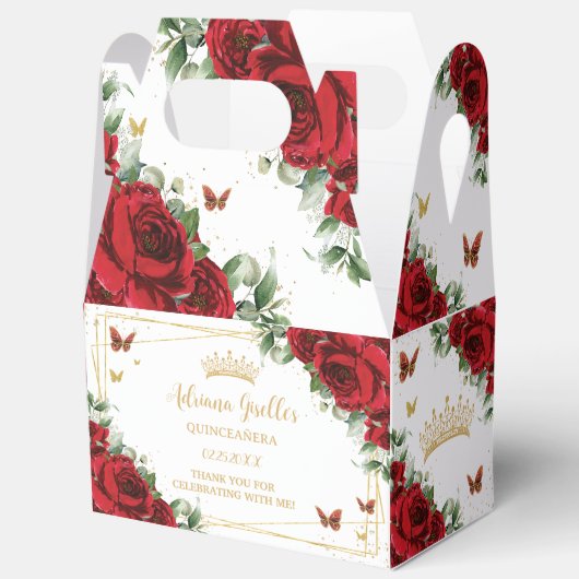 Rode Bloemvlinders Verjaardag Quinceañera 16 15 Bedankdoosjes (Open)
