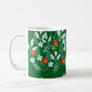 Rode Bloesem + Blad Groen Koffiemok