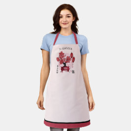 Rode bloesem bonsai 'Zoek harmonie' in Chinese kun Schort