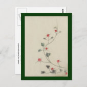 Rode bloesems op Vine Hokusai Briefkaart (Voorkant / Achterkant)