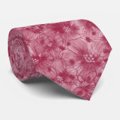 Rode Bloesems Stropdas (Opgerold)