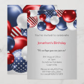 RODE BLUE SILVER PATRIOTISCHE BALLOONINVITATIE KAART (Voorkant / Achterkant)