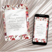 Rode Blush Bloemrozen Bruiloft Kaart