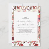 Rode Blush Bloemrozen Bruiloft Kaart (Voorkant)