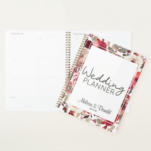 Rode Blush Bloemrozen Bruiloft Planner (Display)